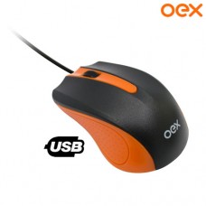 Mouse com Fio USB Óptico 1000Dpi Essential OEX MS104 - Preto Laranja
